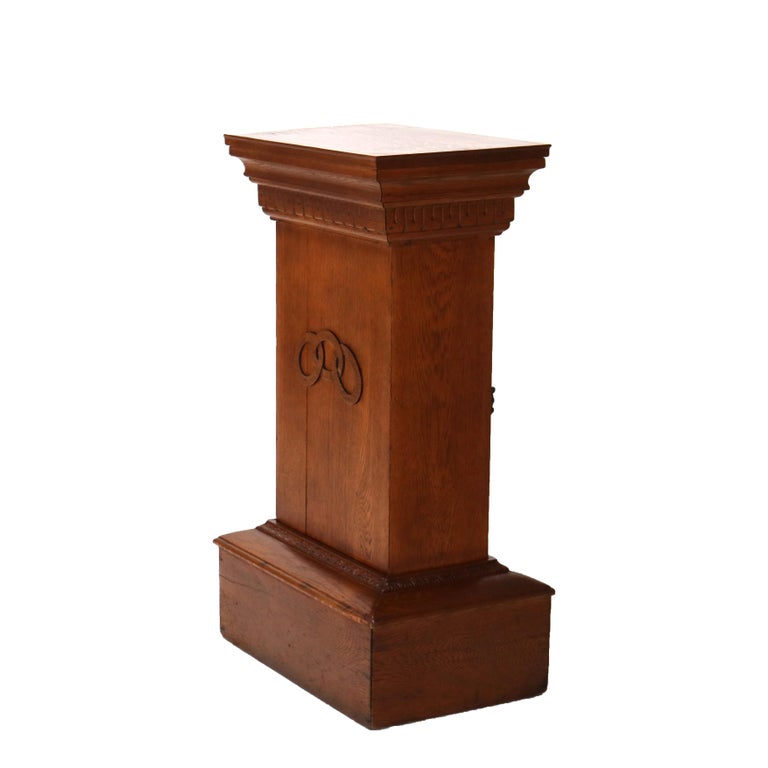 Antique Carved Oak Mixing Stand & Cabinet C1920