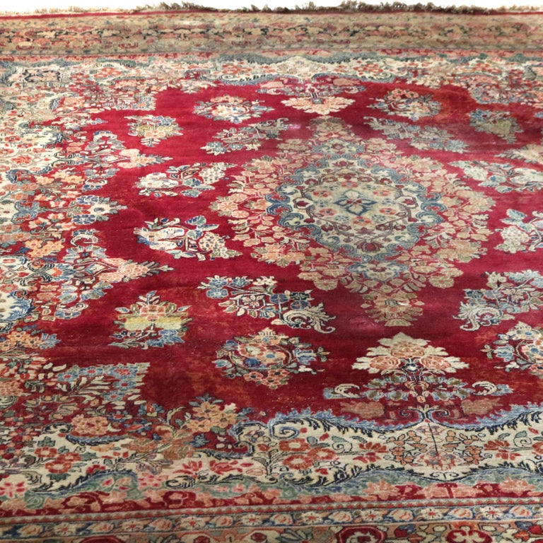 Oversized Antique Persian Sarouk Wool Rug C1920
