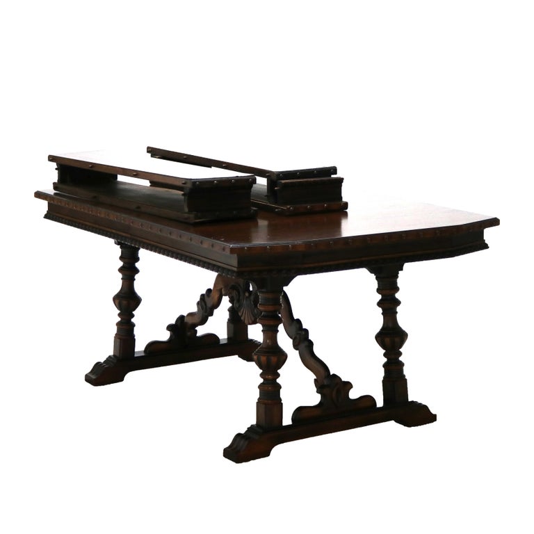 Antique Berkey And Gay Kittinger School Carved Walnut Trestle Table C1930