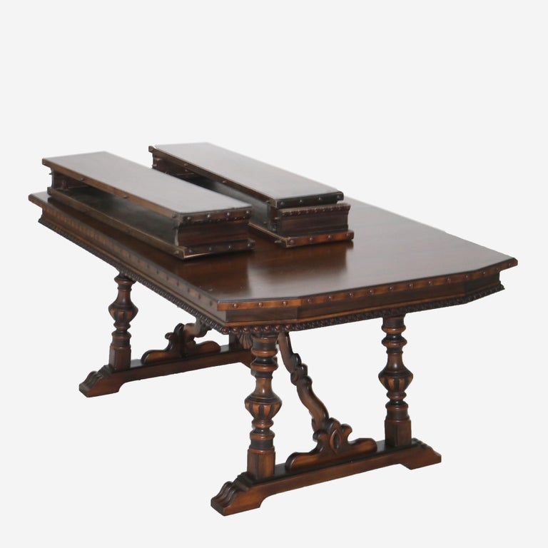 Antique Berkey And Gay Kittinger School Carved Walnut Trestle Table C1930