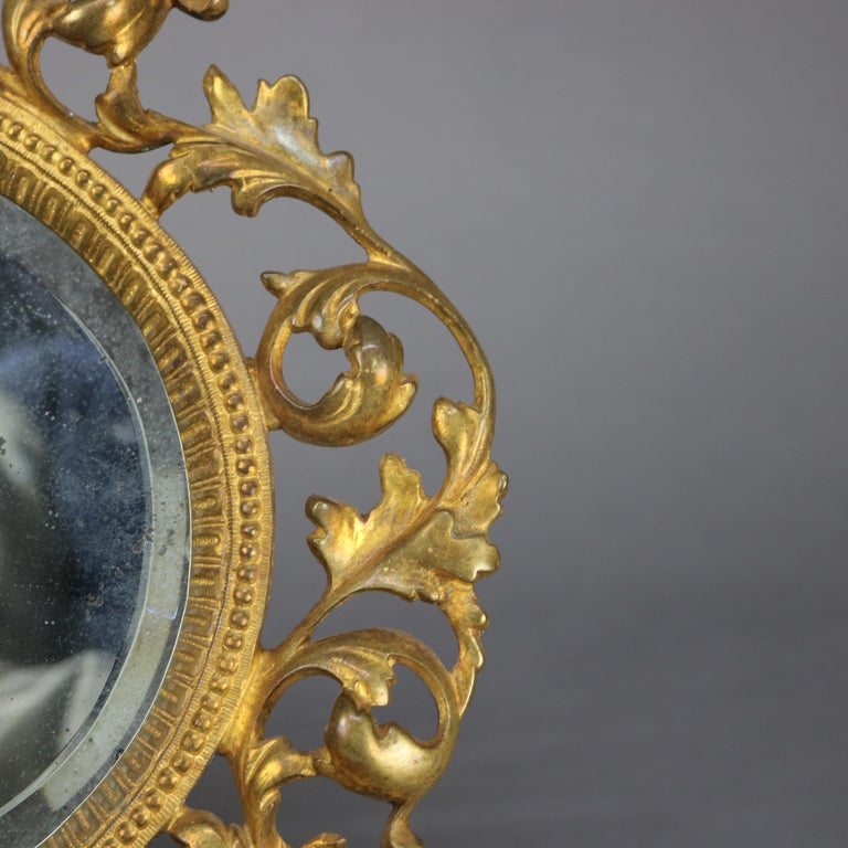 Antique Gilt Bronze Reticulated Foliate Form Dresser Mirror C1890