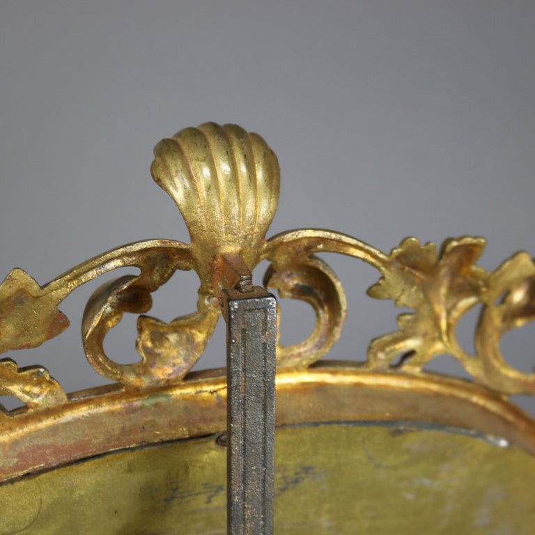 Antique Gilt Bronze Reticulated Foliate Form Dresser Mirror C1890