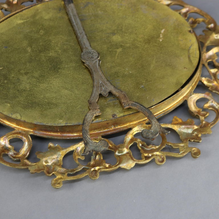 Antique Gilt Bronze Reticulated Foliate Form Dresser Mirror C1890