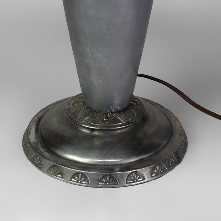 Antique Bradley & Hubbard Reverse Painted Floral Dogwood Table Lamp C1920