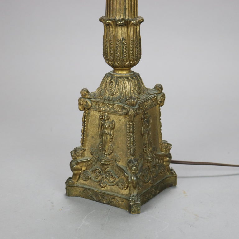 Antique Neoclassical Bronze Five Light Candelabra Table Lamp C1890