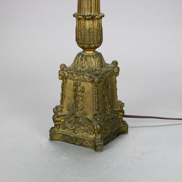 Antique Neoclassical Bronze Five Light Candelabra Table Lamp C1890