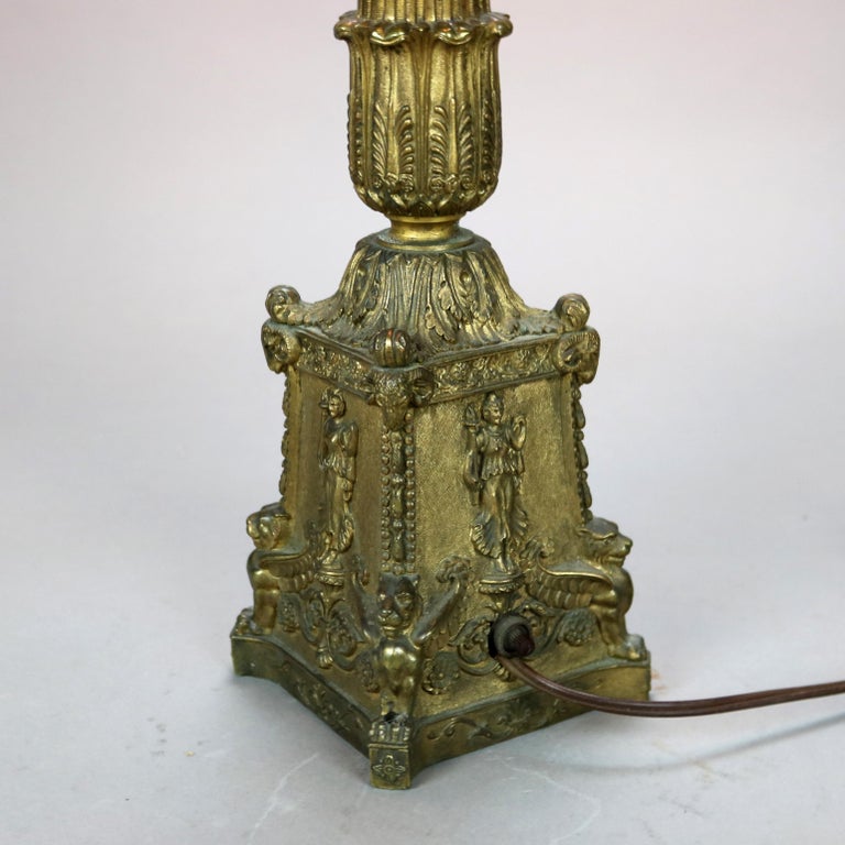 Antique Neoclassical Bronze Five Light Candelabra Table Lamp C1890