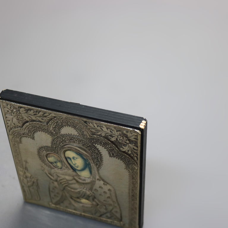 Silver Russian Icon Painting With Hall Marks 20thC