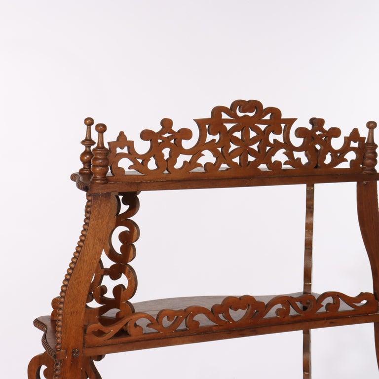 Antique Walnut Filigree Five-Shelf Etagere With Drawer C1880