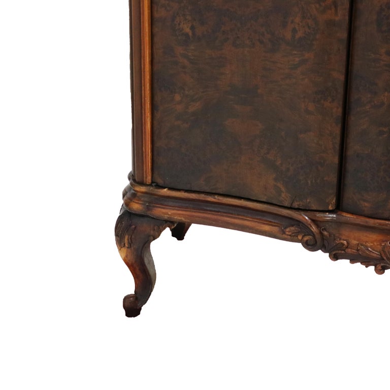 Monumental Antique French Carved Mahogany, Rosewood & Burl Armoire C1890