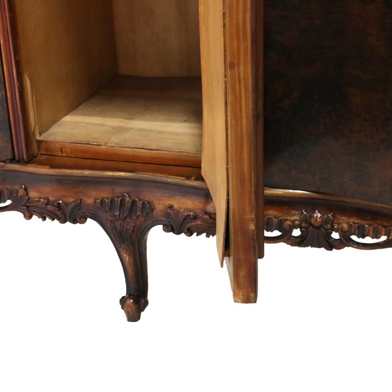 Monumental Antique French Carved Mahogany, Rosewood & Burl Armoire C1890