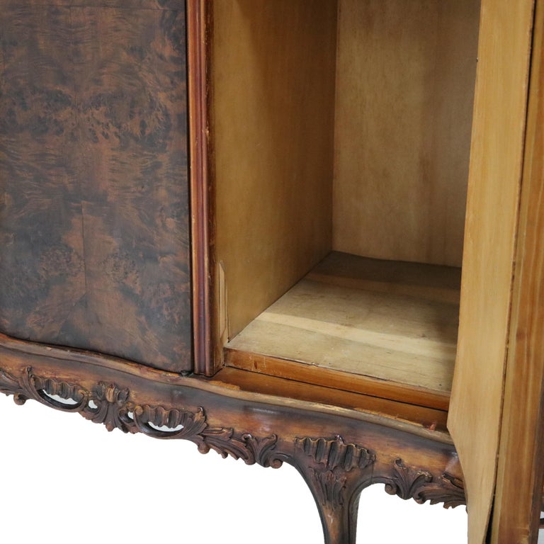 Monumental Antique French Carved Mahogany, Rosewood & Burl Armoire C1890