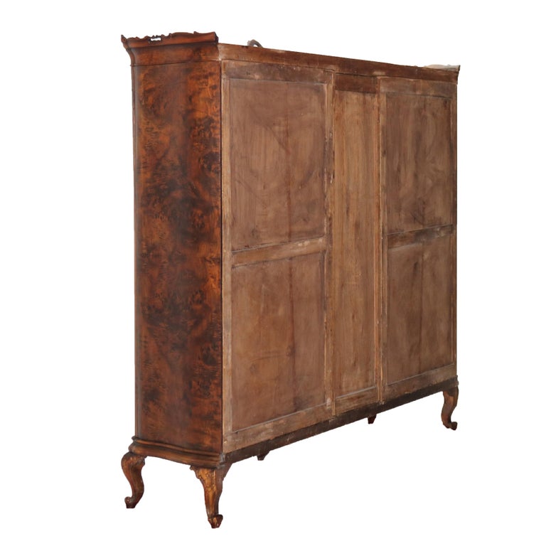 Monumental Antique French Carved Mahogany, Rosewood & Burl Armoire C1890