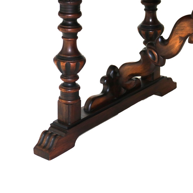 Antique Berkey And Gay Kittinger School Carved Walnut Trestle Table C1930