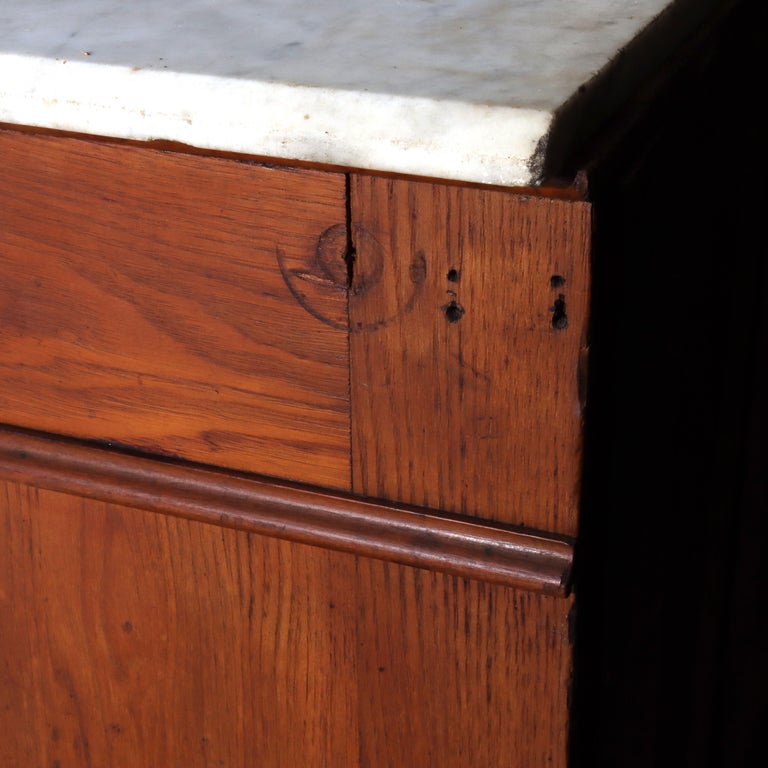 Antique Victorian Carved Chestnut & Walnut Marble Top Washstand c1890