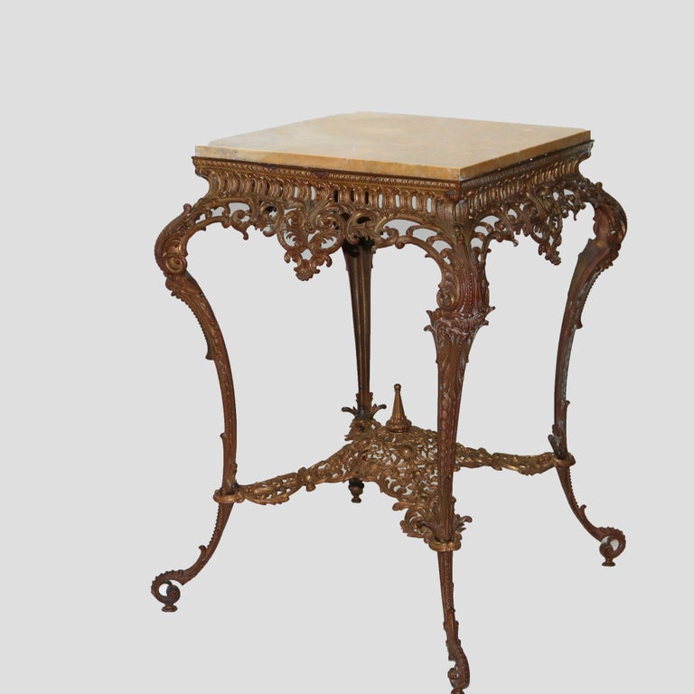 Antique Louis XIV Style Reticulated Gilt Bronze Marble Top Center Table C1890