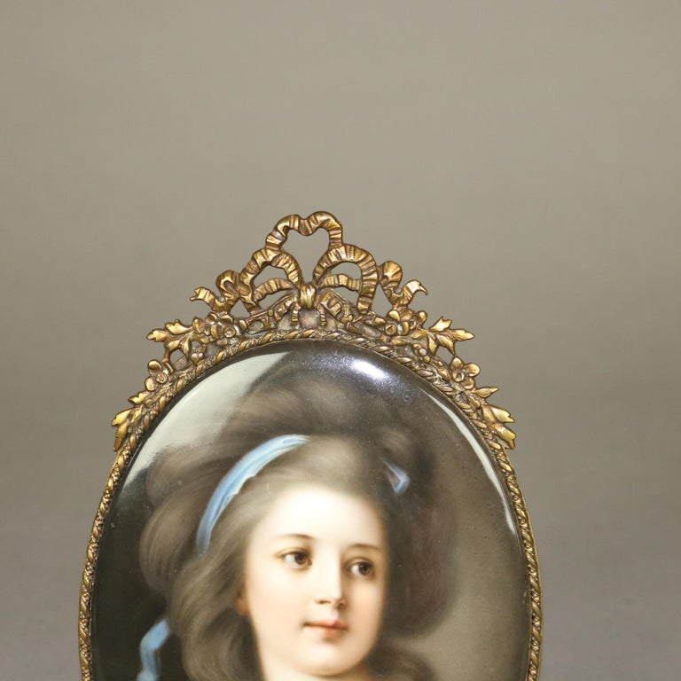 Antique Berlin School KPM Porcelain Portrait Plaque of a Woman, Framed, C1890