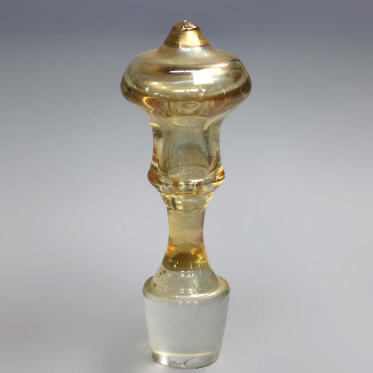 Oversized Hand Blown Glass Ewer with Panier de Fleurs & Gilt Swag, circa 1900