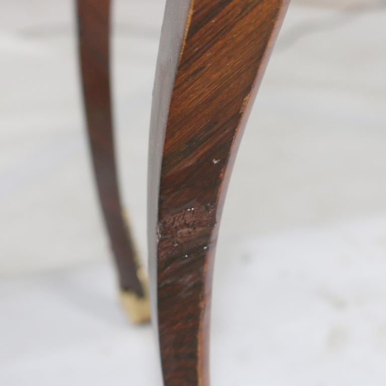 French Louis XIV Rosewood, Kingwood & Ormolu Rouge Marble Side Table 20thC