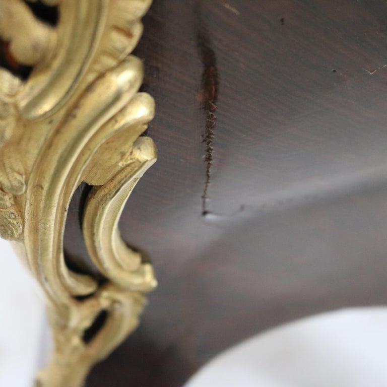 French Louis XIV Rosewood, Kingwood & Ormolu Rouge Marble Side Table 20thC