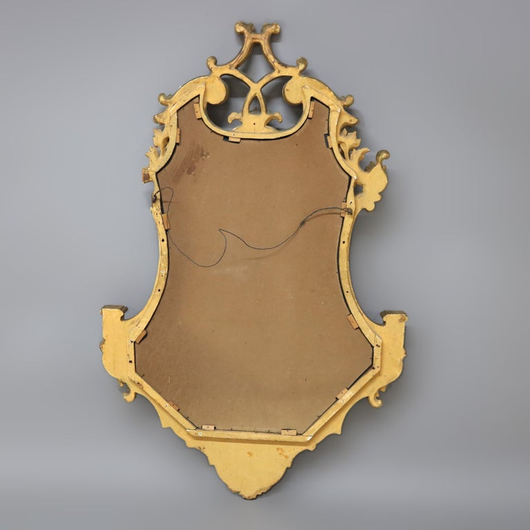 Antique Italian Continental Baroque Figural Wind God Giltwood Wall Mirror C1920