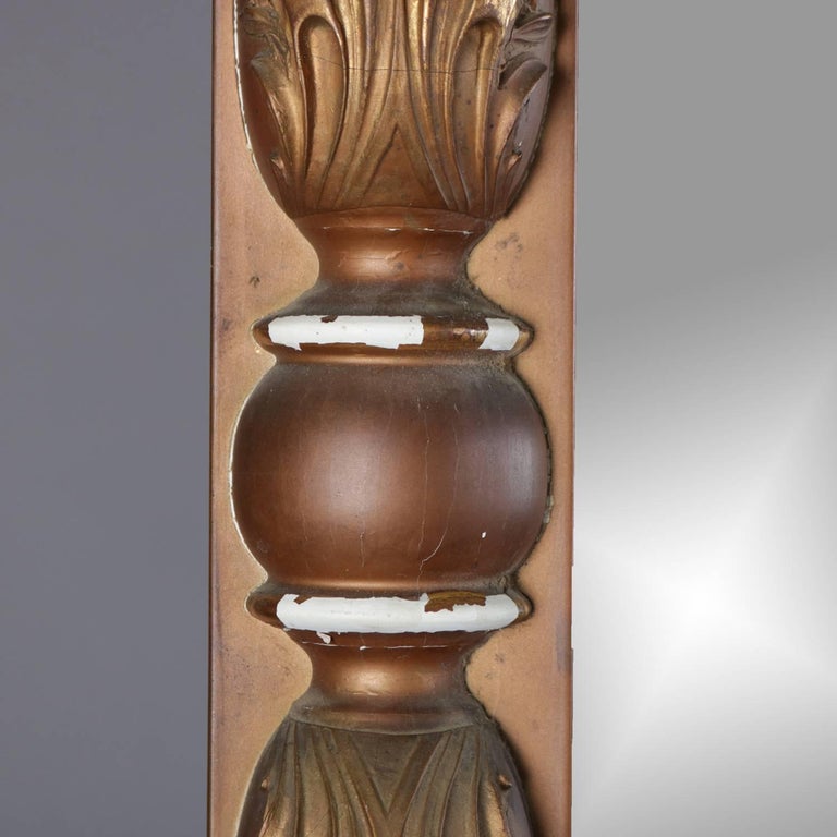Empire Gilt Classical and Foliate Carved Triptych over Mantel Mirror
