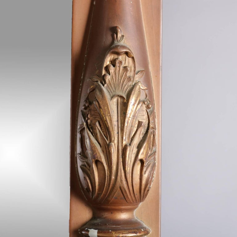 Empire Gilt Classical and Foliate Carved Triptych over Mantel Mirror