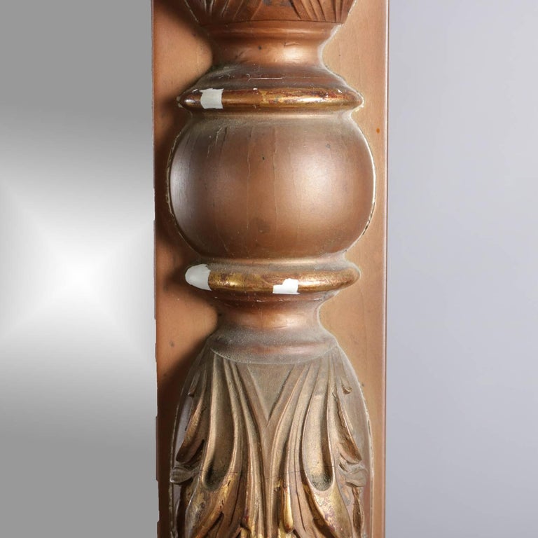 Empire Gilt Classical and Foliate Carved Triptych over Mantel Mirror