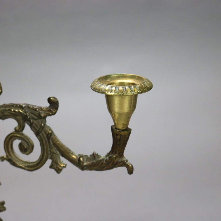 Antique Brass & Marble Girandole Candelabra with Figures C1890