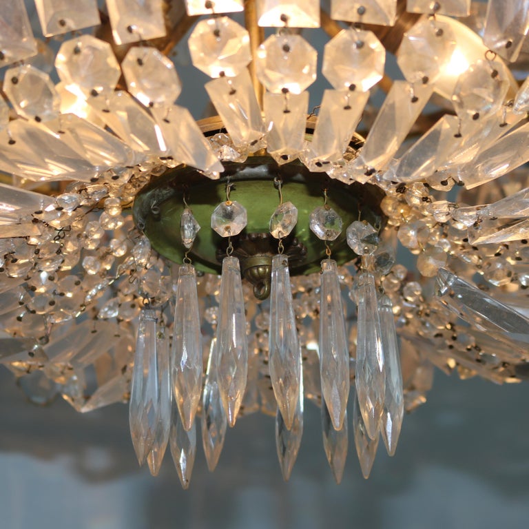 Antique French Louis XIV Style Polychromed Wedding Cake Crystal Chandelier