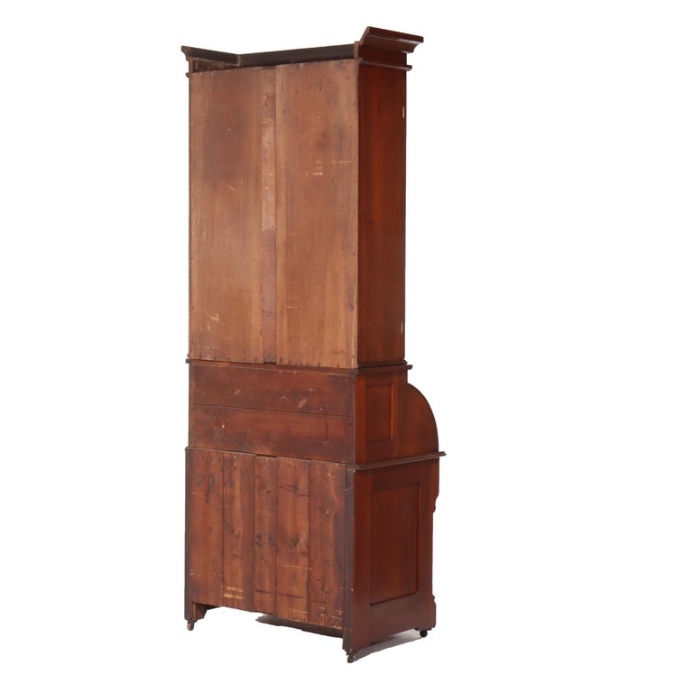 Antique Eastlake Walnut Cylinder Roll Top Desk C1890