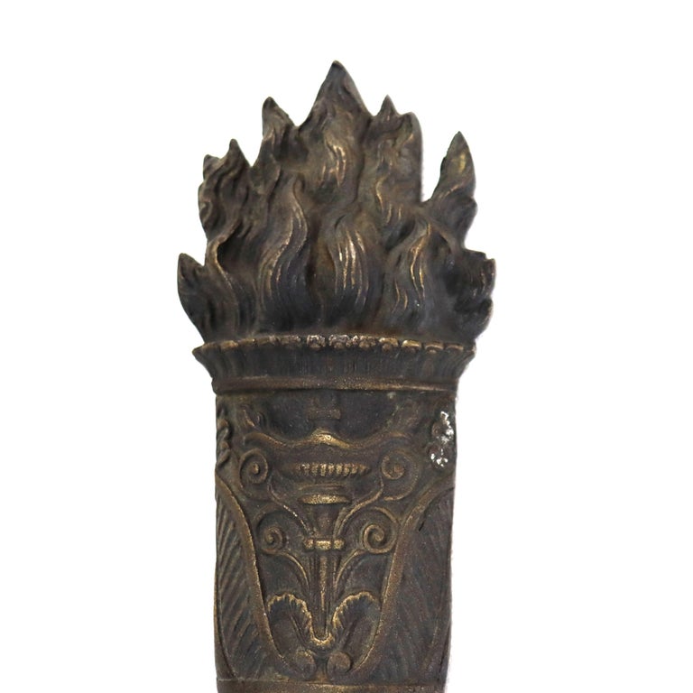 Antique Bronze Classical Torch Form Two-Light Wall Sconce C1920