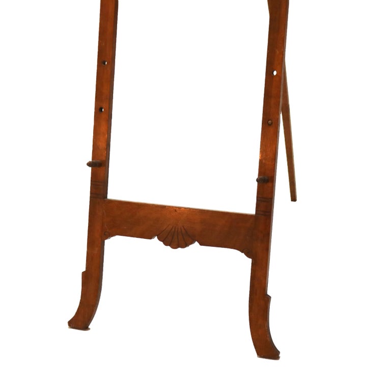 Oversized Antique Victorian Figural Carved Oak Art Display Easel C1900