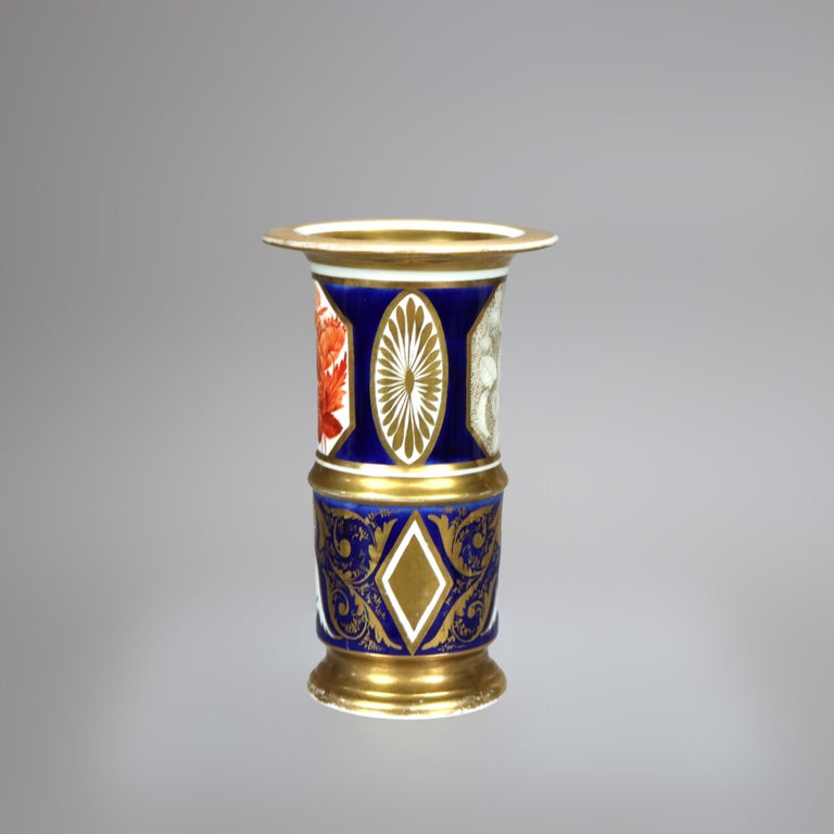 Antique Royal Crown Derby Porcelain Hand Painted & Gilt Vase with Peonies C1890