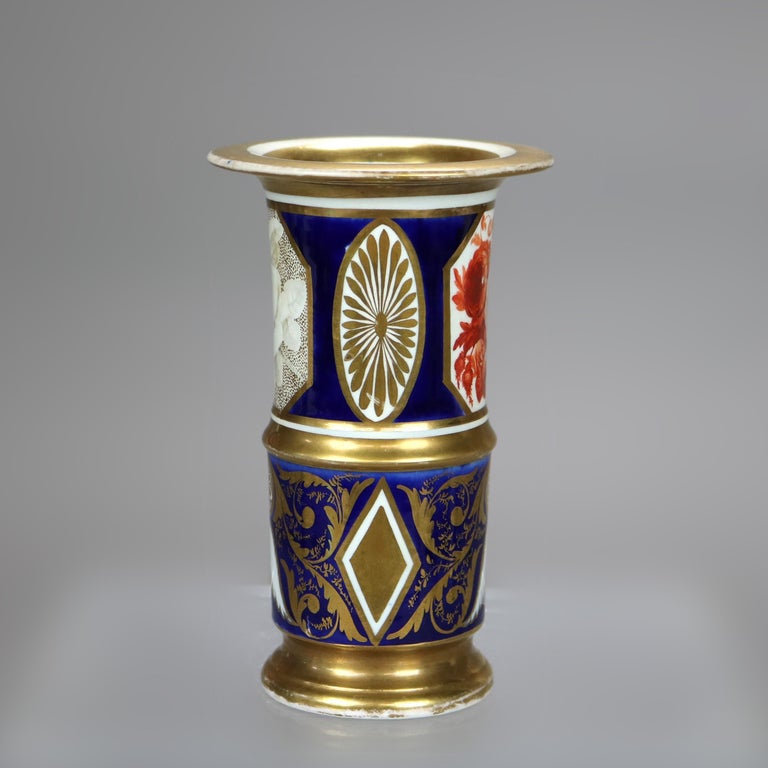Antique Royal Crown Derby Porcelain Hand Painted & Gilt Vase with Peonies C1890