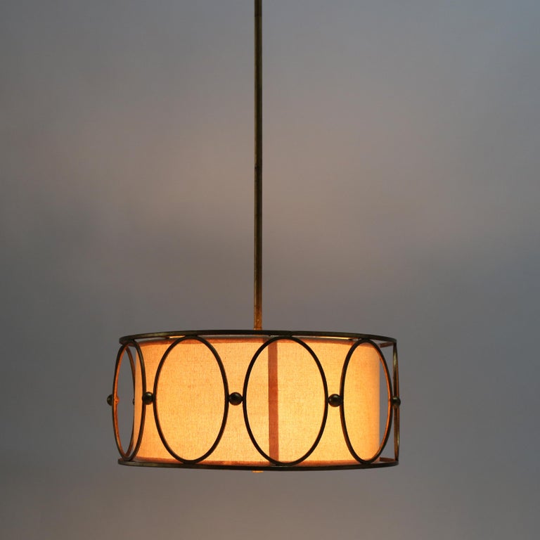 Mid Century Modern Bronze Three Light Hanging Pendant Light C1960