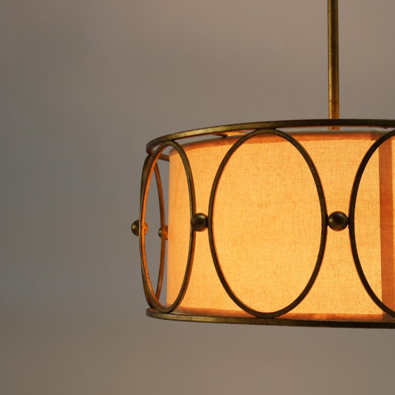 Mid Century Modern Bronze Three Light Hanging Pendant Light C1960