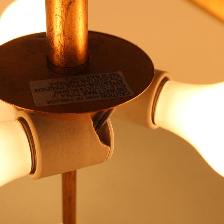Mid Century Modern Bronze Three Light Hanging Pendant Light C1960