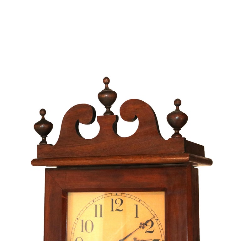 Antique Ithaca Clock Co. Tall Case Walnut Grandfather Clock C1920