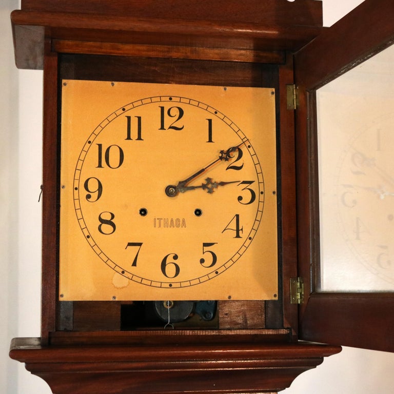 Antique Ithaca Clock Co. Tall Case Walnut Grandfather Clock C1920