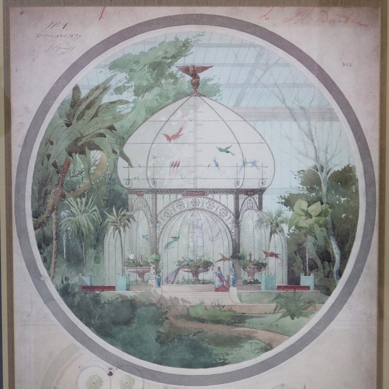 Antique Signed And Numbered Print “Aviary In The Winter” By Adrien Chan C1899