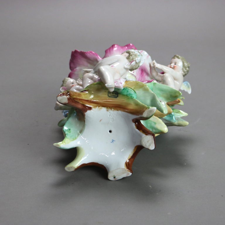 Antique Meissen School Figural Cherub & Flower Porcelain Furstenberg Vase C1910
