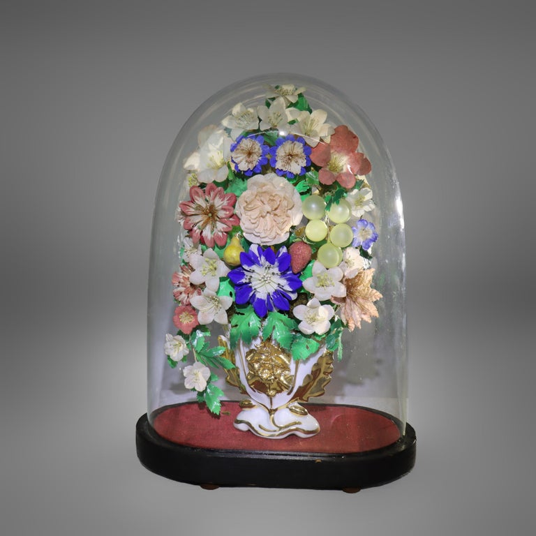 Two Display Cloches/Domes with Decorative Pieces C1900