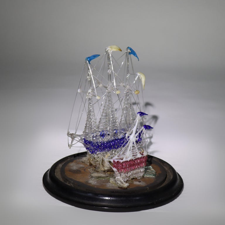 Two Display Cloches/Domes with Decorative Pieces C1900