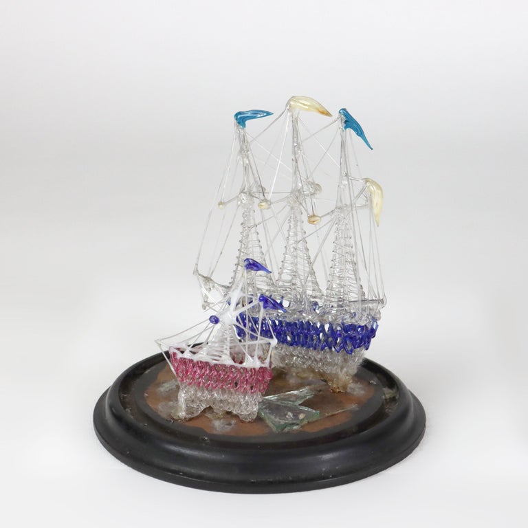 Two Display Cloches/Domes with Decorative Pieces C1900