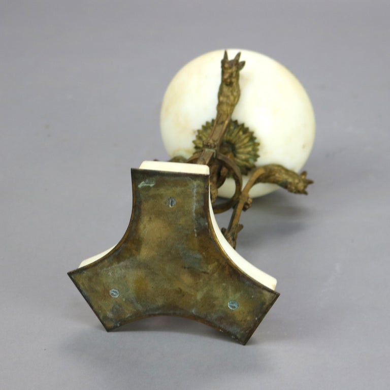 Pair of Antique French Figural Bronze & Marble Cassolettes with Hoof Feet C1880