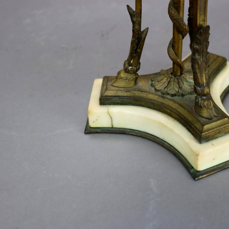 Pair of Antique French Figural Bronze & Marble Cassolettes with Hoof Feet C1880