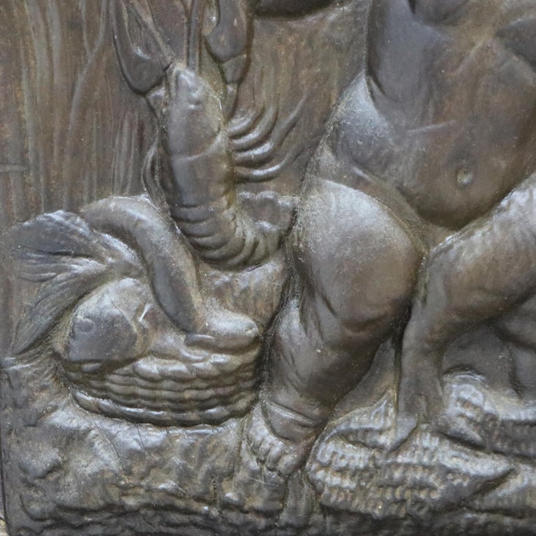 Antique Victorian Classical Bronzed High Relief Plaque with Genre Scene C1890