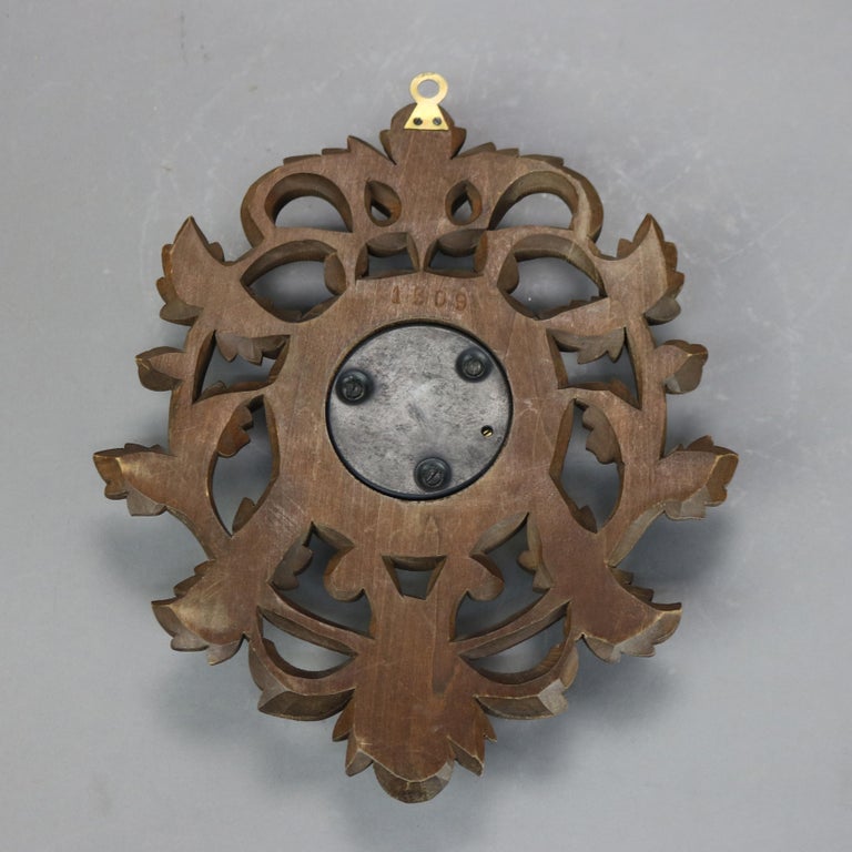 Antique Black Forest Foliate Carved Walnut Barometer C1890