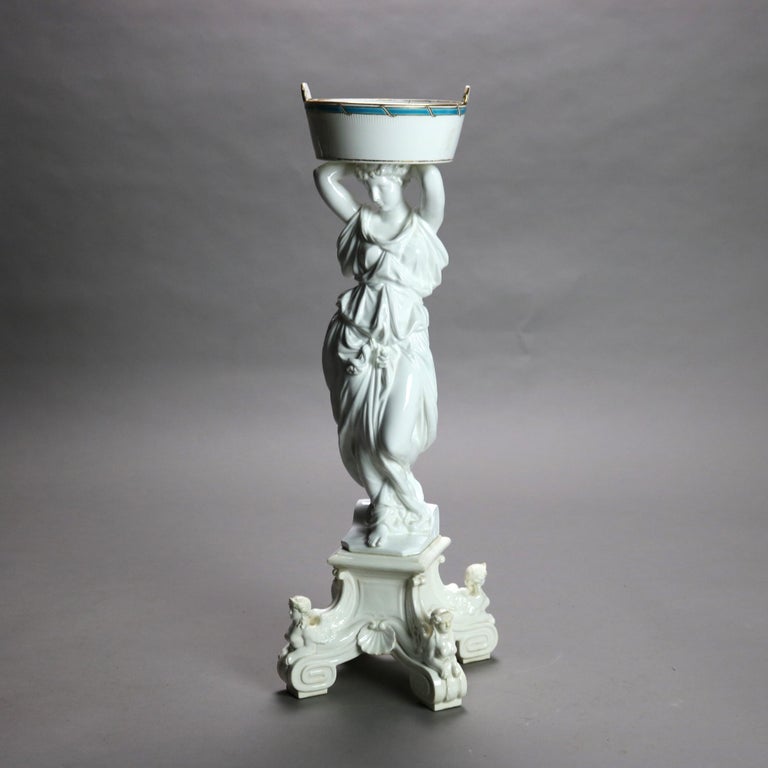 Antique French Neoclassical Blanc De Chine Figural Porcelain Compote C1890